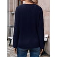 thumbnail image 5 of Autumn Women'S Long Sleeve Shirt V Neck Knit Pullover Tunic Top Women'S Shirt Formal Casual Dark Blue XL, 5 of 7