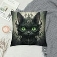 thumbnail image 2 of GOSMITH  Decorative Square Pillow Case Cushion Cover Pillow Covers - Art Dark Cat Throw Pillow Case Green, 2 of 5