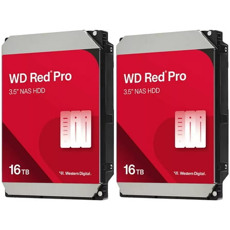WD Red Pro 16TB 3.5" SATA III Internal NAS Hard Drive, 2-Pack