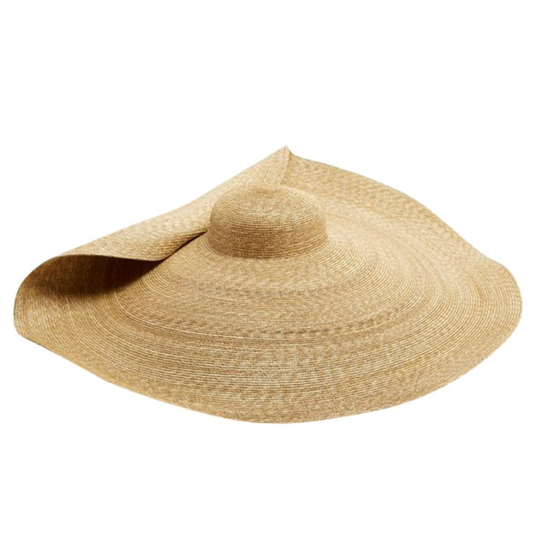 Yyeselk Oversized Straw Hat Large Brim Sun Hat Beach Cap Big Foldable Floppy Sunshade Hats for Women Girls Travel, Women's, Size: One size, Brown