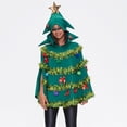 thumbnail image 3 of KelaJuan Christmas Tree Poncho Clothes Adults Bow Ball Decor Hooded Cloak Cape Party Props Dress up the Party, 3 of 6