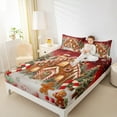 thumbnail image 4 of Manfei Kawaii Gingerbread House Twin Sheet Sets,Christmas Candy Cane Twin Fitted Sheet,Red Brown Green Flat Sheet For Girls Kids,Breathable Home Decor,3 Pieces, 4 of 7