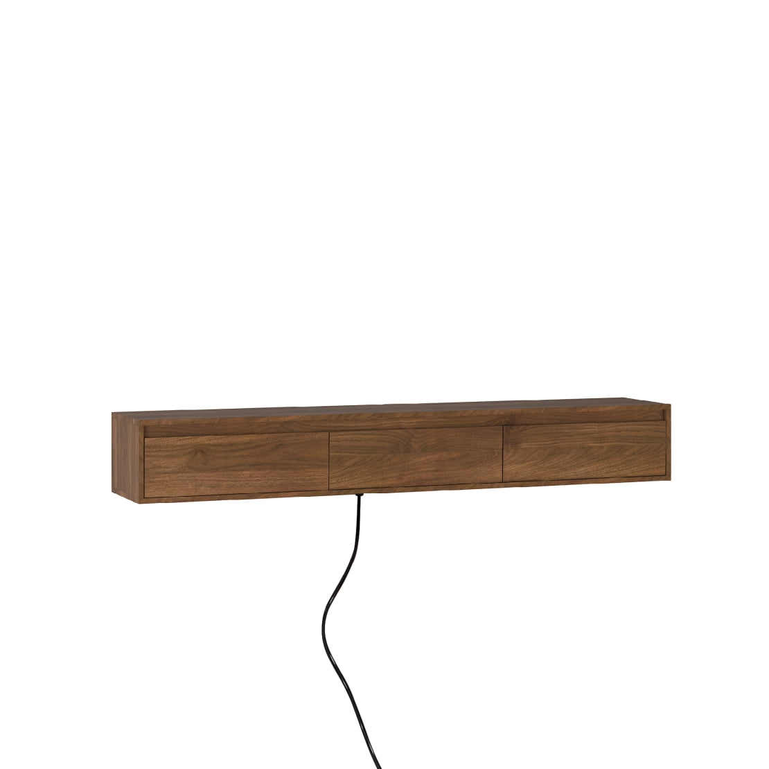 65" Floating TV Stand Wall Mounted Entertainment Center with LED Lights, Storage, and Power Outlet for 55-65 Inch TVs in Wood Finish