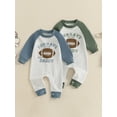 thumbnail image 4 of Elippeo Baby Boy Jumpsuit Fashion Long Sleeve Round Neck Football Print Newborn Romper Playsuit 3 6 12 18 Months, 4 of 10