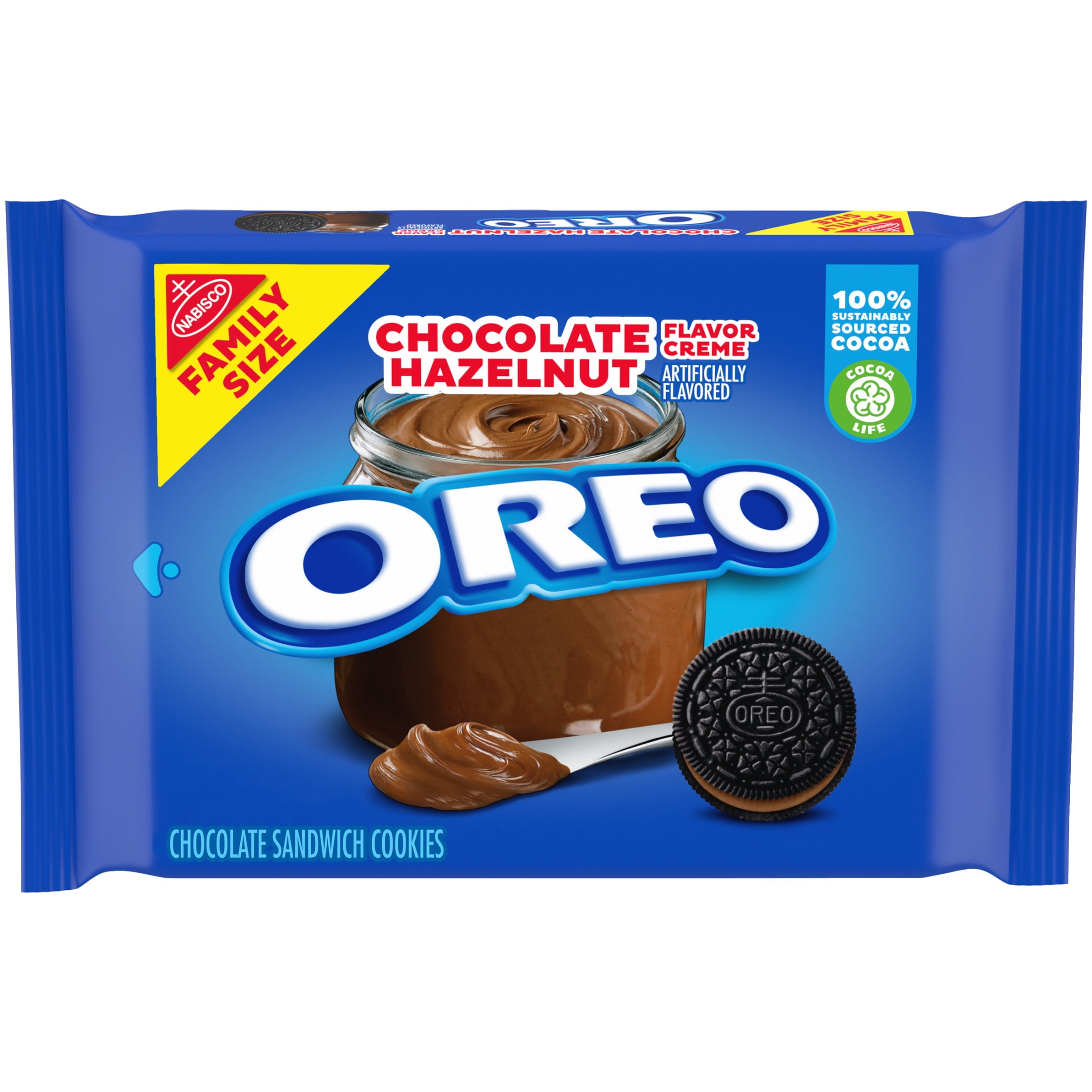 (3 pack) OREO Chocolate Hazelnut Creme Sandwich Cookies, Baked, Family Size, 17 oz, Shelf Stable Plastic Tray