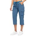 thumbnail image 5 of Women's Cargo Capris Lightweight Quick Dry Hiking Travel Summer Casual Cropped Pants with Pockets Royal Blue S, 5 of 6