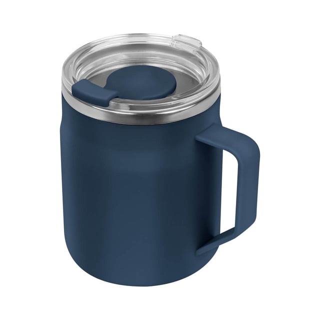 Taza con doble pared y tapa giratoria azul 11.6 x 11.8 x 9.2