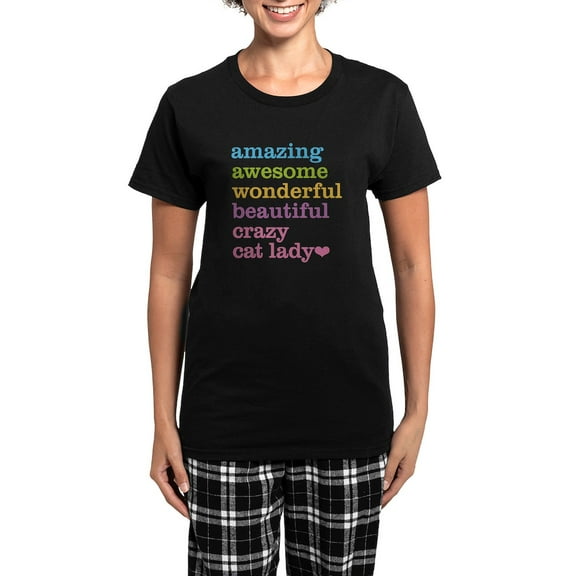 CafePress - Crazy Cat Lady Women's Dark Pajamas - Women's Short Sleeve Print T-Shirt and Pants Dark Cotton Pajama Set