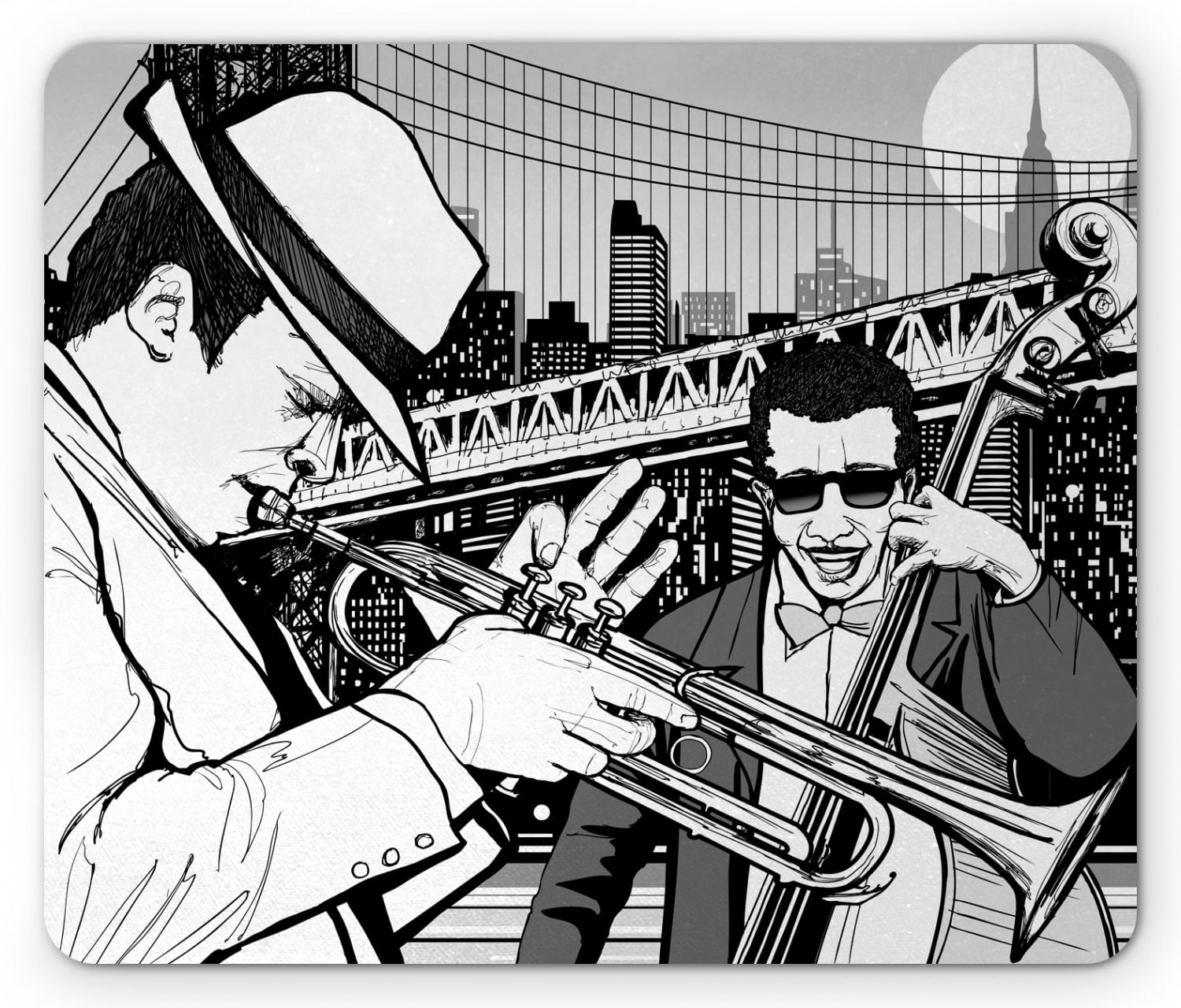 Music Mouse Pad, Illustration of Jazz Band Playing the Blues in New