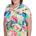 thumbnail image 4 of Alfred Dunner Womens Plus-Size Tropical Leaf  Split Beaded Neck Top, 4 of 4
