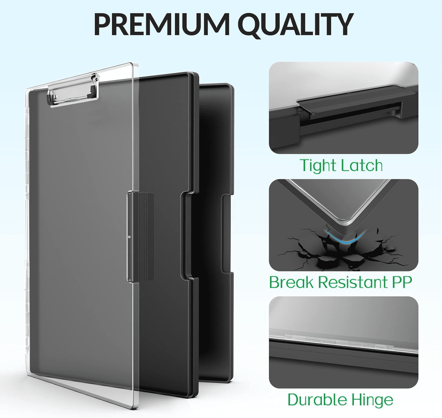 Clipboard with Storage, Heavy Duty Cleaview Clip Boards 8.5X11 with Dual Storage