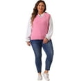 thumbnail image 3 of DARING DIVA Women's Plus Size V Neck Knit Sweater Vest 3X Pink, 3 of 6