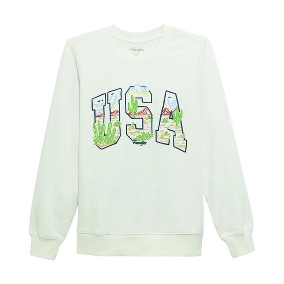 Wrangler Womens   USA Crew Neck Top L White