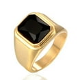 thumbnail image 6 of 7-colors Stone 18MM Men's Stainless Steel 18K Gold Plated Fashion Ring Size 7-13, 6 of 8