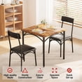 thumbnail image 2 of Aoile Small Dining Table Set for 2 with Chairs, 3 Piece Dining Table and Chairs Set for Kitchen Apartment Dining Room Small Space, Rustic Brown, 2 of 9