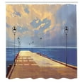 thumbnail image 3 of Ambesonne Wooden Shower Curtain, Bridge Pier Sea Harbor, 69"Wx84"L, Cream Blue, 3 of 5