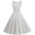 thumbnail image 1 of B91xZ Robes pour Femmes Col en V Taille Empire Robe Sans Manches Été Décontractée à Volants Midi, Blanc m, 1 of 5