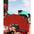 thumbnail image 4 of Abanico plegable GeGeya, grande, para bailar en línea, con purpurina roja, 4 of 6