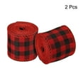 thumbnail image 3 of 2.36 Inch Wide 6.56 Yards Polyester Gingham Ribbon Wired Edge Ribbon, 2 Pack for Decoration Black and Red, 3 of 6