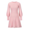thumbnail image 5 of Sedceaty Women Mini Dress Long Sleeve Crew Neck Elegant Solid Casual Daily Party Autumn Dress, 5 of 9
