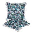 thumbnail image 2 of S4Sassy Leaves|Floral & Crystals Ocean Blue Cotton Flex Living Room Tassel Sofa Cushion Cover Printed Home Decor Pillow Cases 2Pcs-18 x 18 Inches, 2 of 5