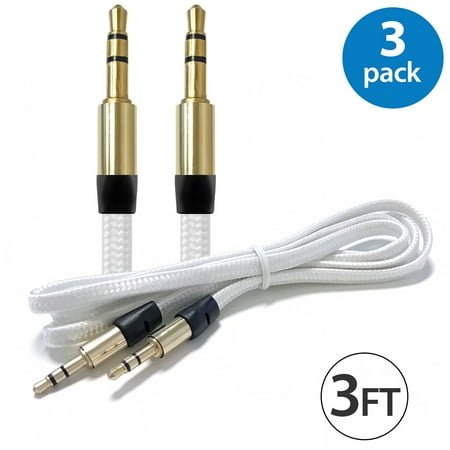 3x Afflux 3.5mm AUX AUXILIARY Cable Male Male Stereo Audio Cord For Android Samsung iPhone iPad iPod PC Computer Laptop Tablet Speaker Home Car System Handheld Game Headset High Quality