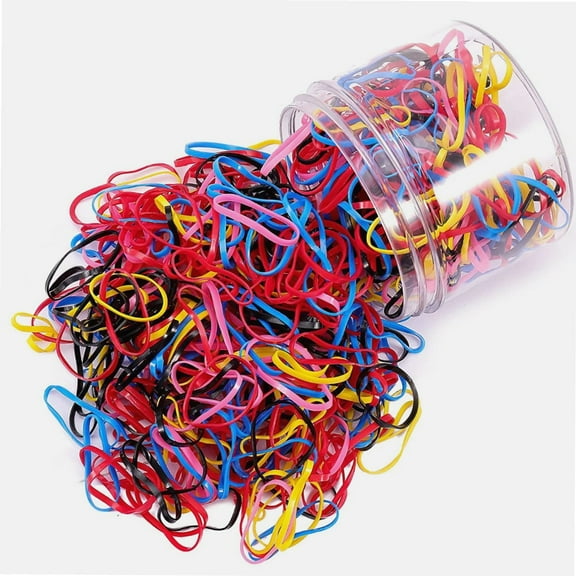1000pcs Multicolor Elastic Hair Bands, Small Mini Rubber Hair Ties with Box, No Damage Soft Plastic Baby Hairties, Tiny Ponytail Bands for Girls Kids Women Men