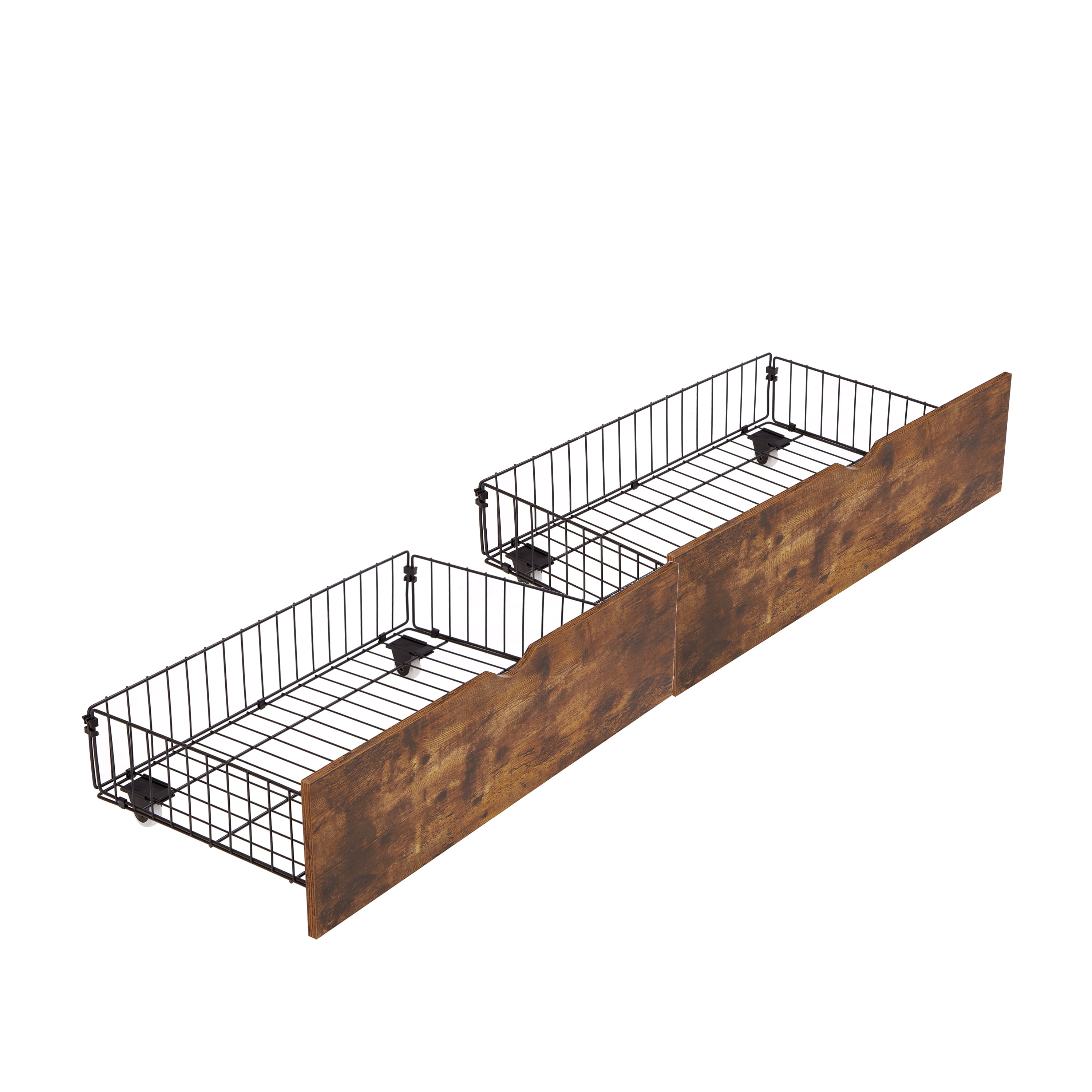Mintazer Under Bed Storage Drawers with Wheels, Set of 2 Rolling Metal Organizers for Full Size Bed, Brown
