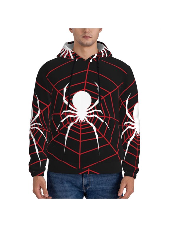 Spider On The Web Pattern Men's Adult Pullover Hoodie,Hooded Sweatshirt-Small