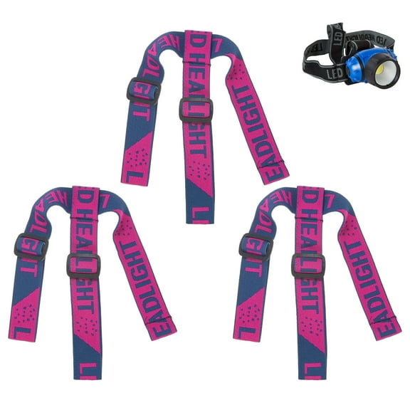 Uxcell 3-Pack Headlamp Strap Replacement Headband, High Elastic Adjustable Belt for Climbing, Blue Pink