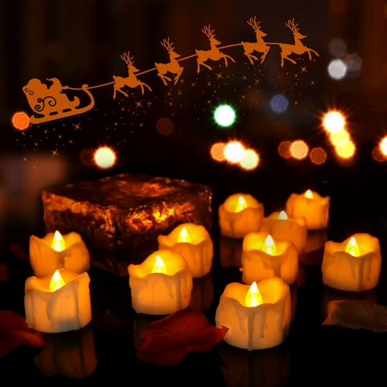 Youngerbaby 24pcs Amber Yellow Flickering Flameless Candles With Youngerbaby 24pcs Amber Yellow Flickering Flameless Candles With Timer 6 Hours On And 18
