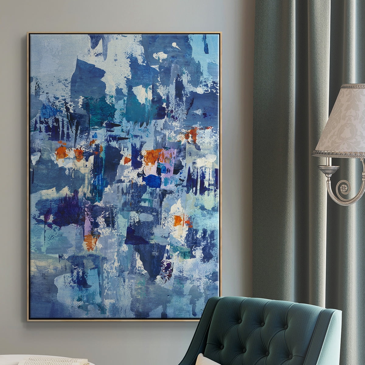 Reticent III Framed Premium Gallery Wrapped Canvas - Ready to Hang - 27 x 41 - Natural Wood Floating Frame