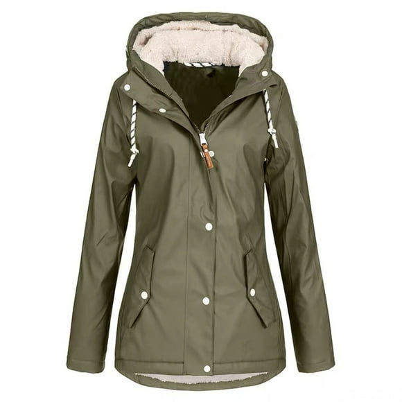 Aboser Women's Windproof Softshell Jacket with Fuzzy Hood Winter Fleece Lined Windbreaker Insulated Long Rain Jacket Plus Size Hooded Coats for Outdoor Sports