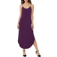 thumbnail image 2 of Ahabrexf Slip Dress for Women, Solid Color Spaghetti Strap Curved Hem Side Slit Pocket Casual Midi Dress, 1 Pc, 2 of 6