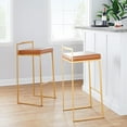 thumbnail image 4 of LumiSource Fuji Stacker 30" Fixed-Height Barstool - Set of 3 in Gold Steel, Camel PU color, 4 of 10