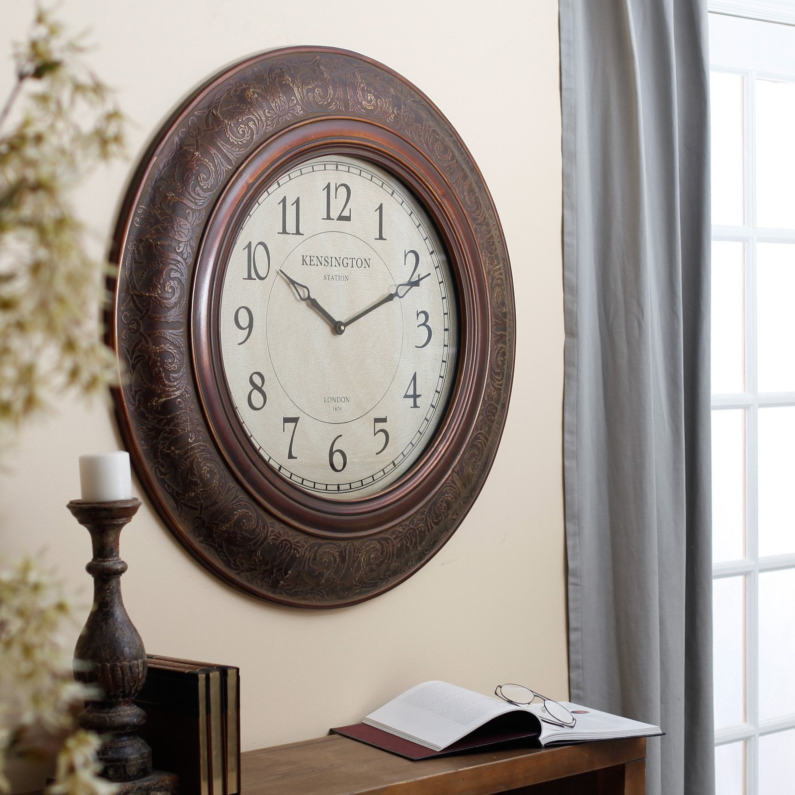 Mackenzie 37 in. Aged Copper Oversized Wall Clock