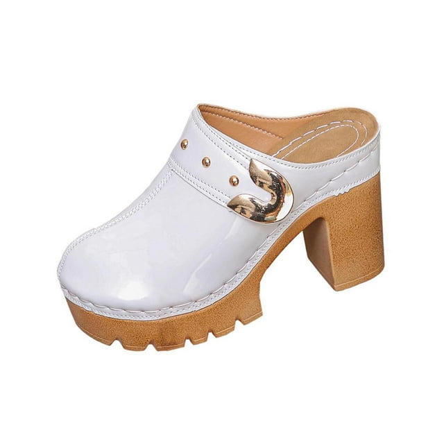 Womens Summer Shoes, Fashion Casual Spring Summer Solid Color Closed Toe High Heel, Women's Slippers