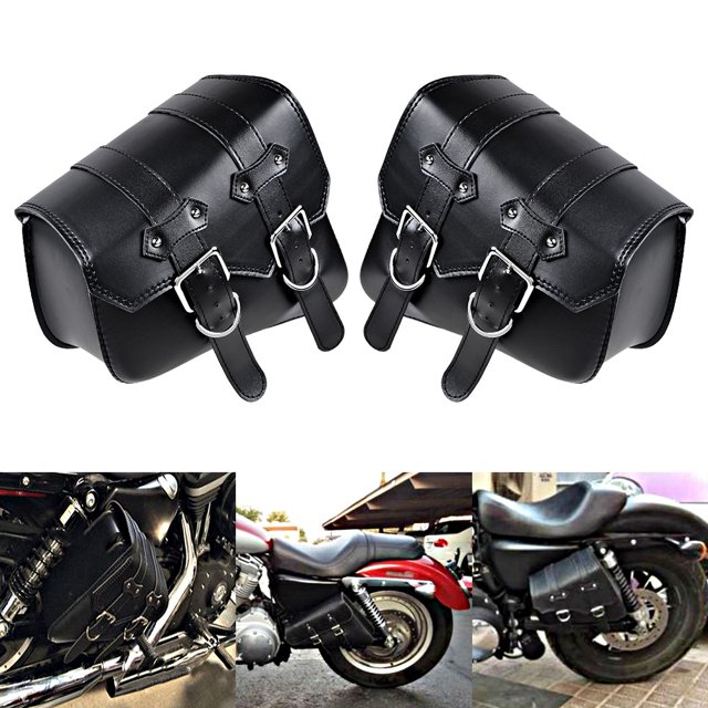 PU Leather Motorcycle Saddle Bags Pouch Luggage For Harley Davidson