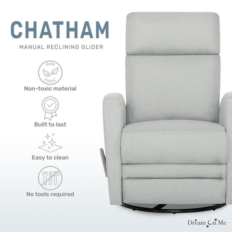 Dream On Me Chatham Swivel Gliding Recliner in Grey FSC Certified Durable Polyester Fabric Walmart