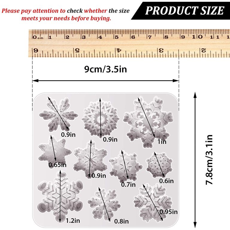 2 Pieces 3D Snowflake Fondant Mold Christmas Snowflake Silicone Cake Candy  Mold for Cake Cupcake Polymer Clay Crafting Project (Gray White)