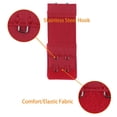 thumbnail image 4 of INSPIRE CHIC Women's 2 Pcs Stretchy Bra Extenders, 2x2/2x3/2x4 Hooks Elastic Back Bra Extension Strap Bra Band Red-1 2 Rows 2 Hooks, 4 of 6