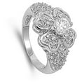 thumbnail image 4 of White Cubic Zirconia Round Flower Clover Shiny Ring .925 Sterling Silver Band Jewelry Female Size 6, 4 of 4