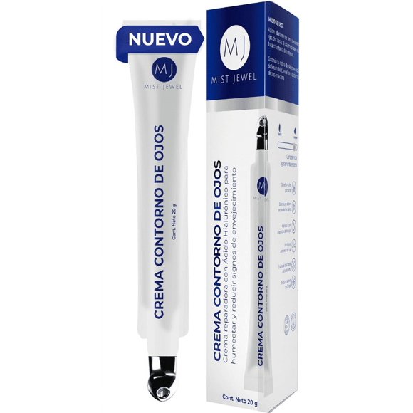 MIST JEWEL Crema para Contorno de Ojos, Arrugas y Ojeras con Cafeína, Ácido Hialurónico y Esferas Hidratantes de 20 G