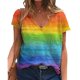 thumbnail image 1 of Rainbow Pride T-shirt Women Lgbt Gay Lesbian Pride Month Lgbtq Equality V Neck Casual Tee Tops Blouse, 1 of 2