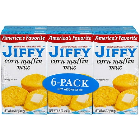 (6 Pack) Jiffy Corn Muffin Mix, 8.5 oz Box (Best Store Bought Cornbread Mix)