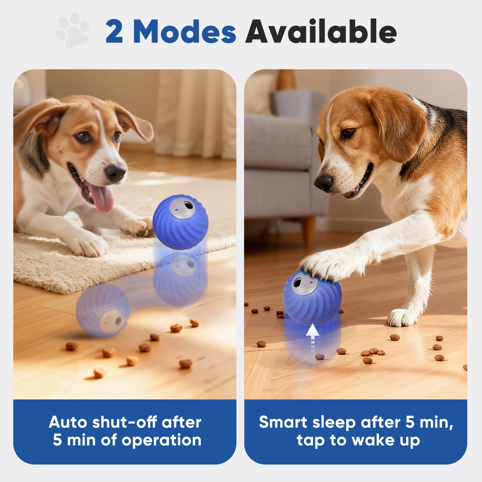 Petbobi Automatic Rechargeable Interactive Dog Ball with Active Rolling Treat Dispensing for Small Medium Dogs, 2.87" Blue