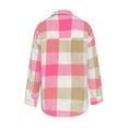 thumbnail image 4 of Arlun Womens Flannel Plaid Long Sleeve Jackets 2025 Fashion Lapel Button down Shacket Loose Comfortable Lightweight Long Sleeve Coat Fall Outwear with Pockets Pink M, 4 of 5