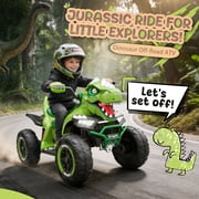24V Dinosaur Ride on Toy, 2-Seater Powered Ride on Car w/Remote Control, Electric Kids ATV with 4-Wheel Suspension, Bluetooth, Music, Cool Lights, Gift for Boys Girls Aged 3-8 - Green