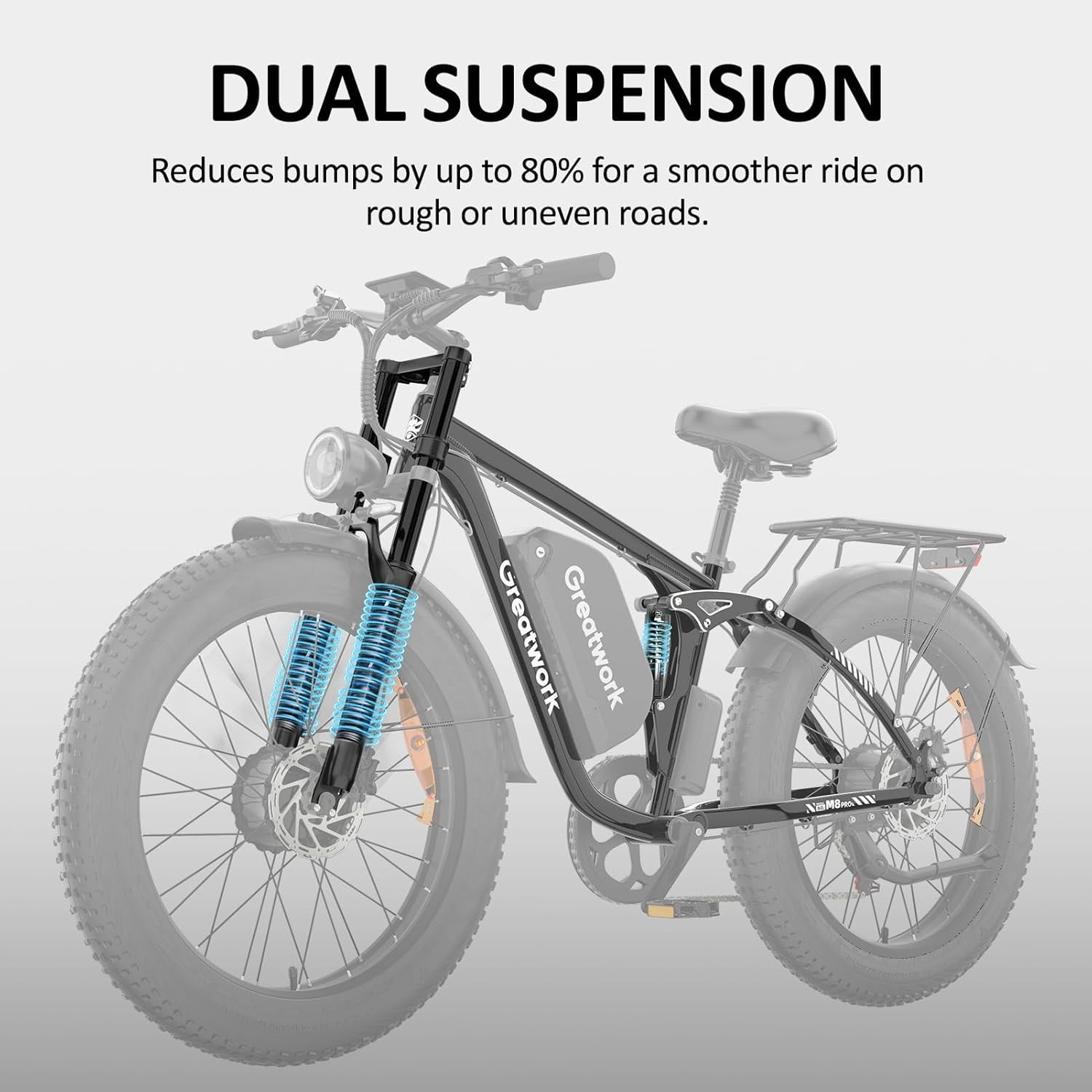 5000W Electric Bike for Adults, Max 45MPH 100 Miles, 26" x 4" Fat Tire E-Mountain Ebike, 52V 25Ah Full Suspension E-Bike, 7-Speed Bicycle, UL2849