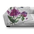 thumbnail image 3 of Flower Soft Flannel Fleece Blanket, Watercolor Peonies and Dragonflies Blossoming Spring with Romantic Feminine Bouquet, Cozy Plush for Indoor and Outdoor Use, 70" x 90", Multicolor, by Ambesonne, 3 of 6
